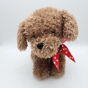 Walmart Brown Puppy Love Dog Plush Stuffed Animal 12" Heart Bow Terrier 317886